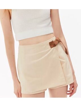 Urban Outfitters Neutral Wrap Front Skort with Suede Side Tie Sz Medium